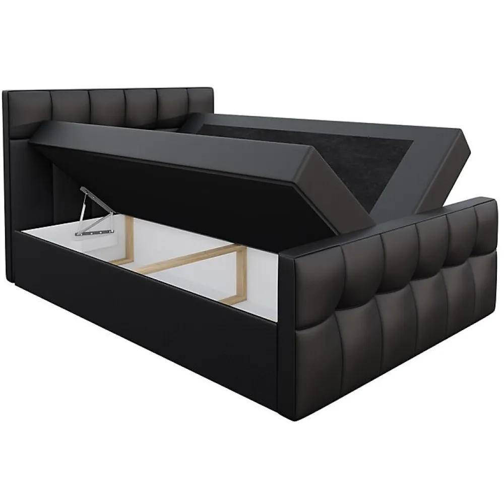 Lit continental Baltimore 138, Unique, Brun clair, Faux cuir>Mobilier1 Outlet