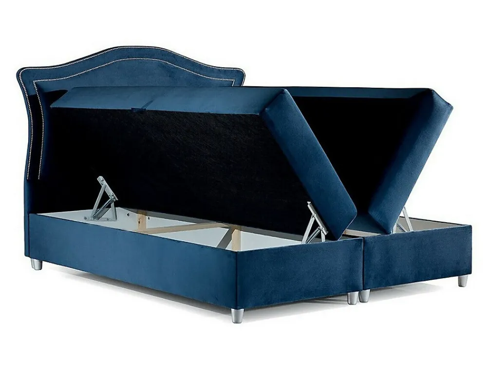 Lit continental Baltimore 135, Unique, Brun clair, Tissu, Disponible>Mobilier1