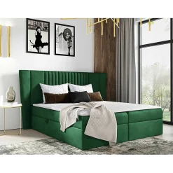 Lit continental Baltimore 184, Double, Vert, Tissu, Disponible>Mobilier1 Hot