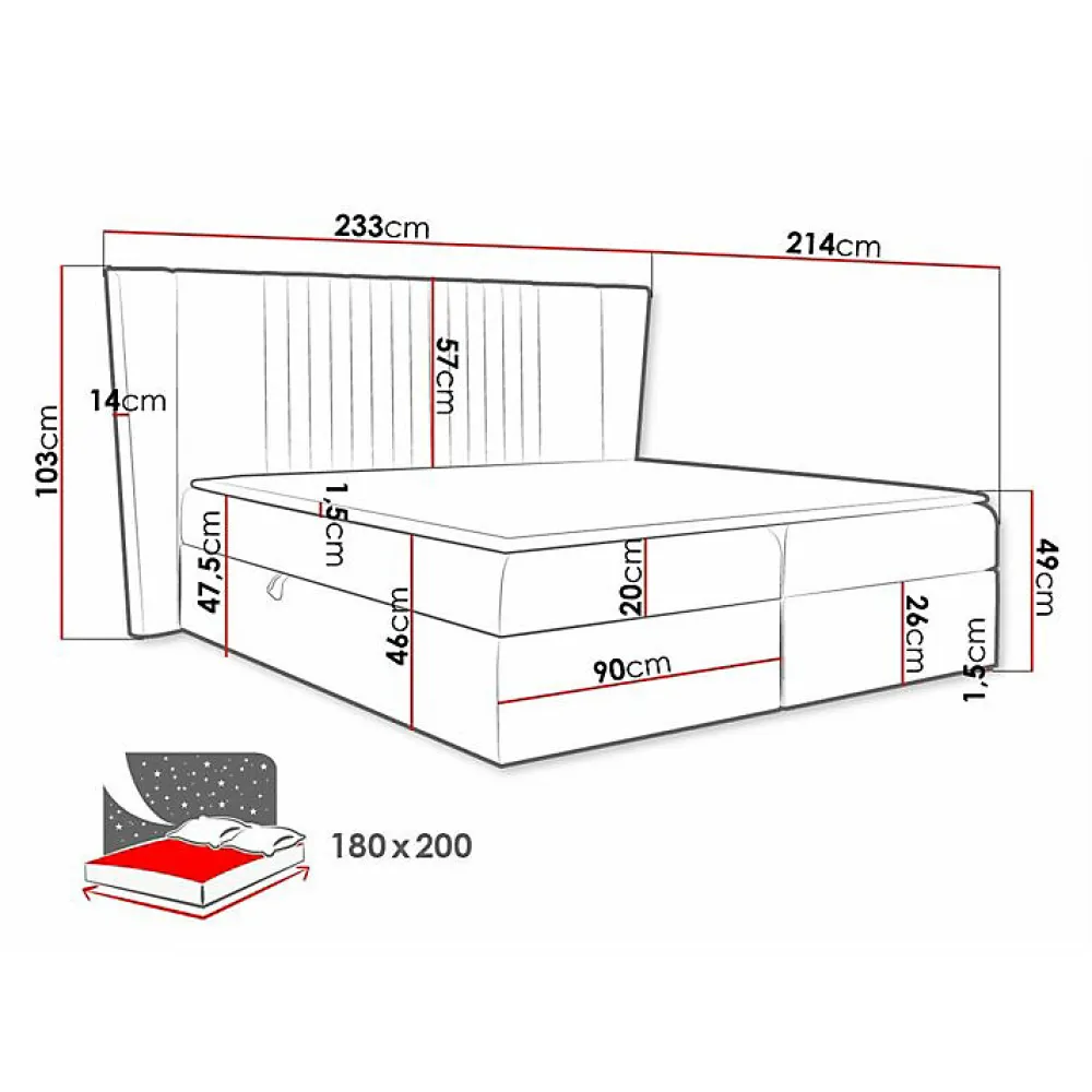 Lit continental Baltimore 184, Double, Vert, Tissu, Disponible>Mobilier1 Hot