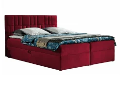Lit continental Baltimore 143, Double, Rouge, Tissu, Disponible>Mobilier1 New