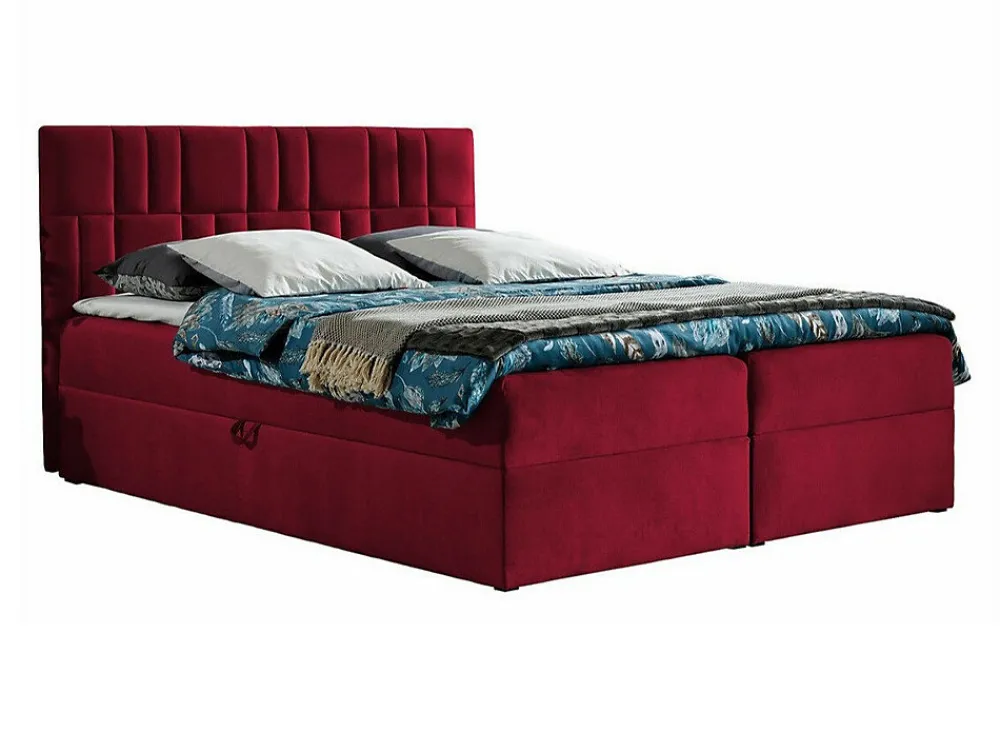 Lit continental Baltimore 143, Double, Rouge, Tissu, Disponible>Mobilier1 New