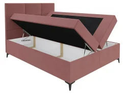 Lit continental Baltimore 133, Unique, Rouge, Tissu, Disponible><noscript><img width=