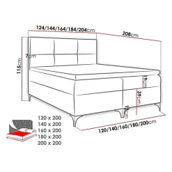 Lit continental Baltimore 133, Unique, Rouge, Tissu, Disponible><noscript><img width=