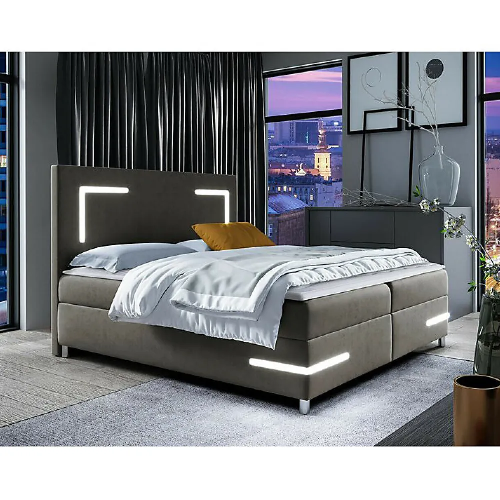 Lit continental Baltimore 173, Double, Marron, Tissu, Disponible>Mobilier1 Clearance