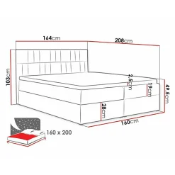 Mobilier1 Lit continental Baltimore 143, Double, Rose, Tissu, Disponible* Ensemble Sommier Et Matelas