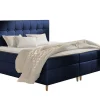 Lit continental Baltimore 130, Unique, Bleu, Tissu, Disponible>Mobilier1