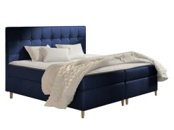 Lit continental Baltimore 130, Unique, Bleu, Tissu, Disponible>Mobilier1