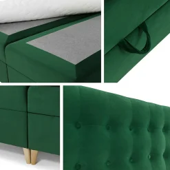 Lit continental Baltimore 130, Unique, Bleu, Tissu, Disponible><noscript><img width=