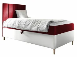 Lit continental Baltimore 170, Unique, Rouge, Faux cuir, Disponible>Mobilier1 Best