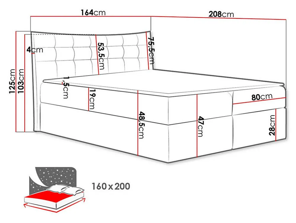 Lit continental Baltimore 157, Double, Brun clair, Tissu, Disponible>Mobilier1