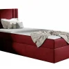 Mobilier1 Lit continental Baltimore 179, Unique, Rouge, Tissu, Disponible* Ensemble Sommier Et Matelas