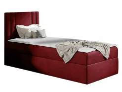 Mobilier1 Lit continental Baltimore 179, Unique, Rouge, Tissu, Disponible* Ensemble Sommier Et Matelas