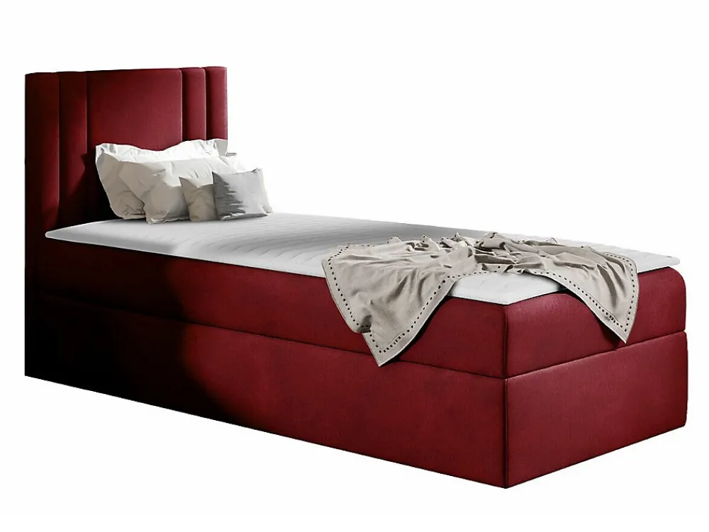 Mobilier1 Lit continental Baltimore 179, Unique, Rouge, Tissu, Disponible* Ensemble Sommier Et Matelas