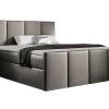 Mobilier1 Lit continental Baltimore 154, Double, Gris, Faux cuir, Disponible* Ensemble Sommier Et Matelas