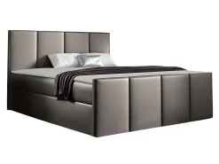 Mobilier1 Lit continental Baltimore 154, Double, Gris, Faux cuir, Disponible* Ensemble Sommier Et Matelas