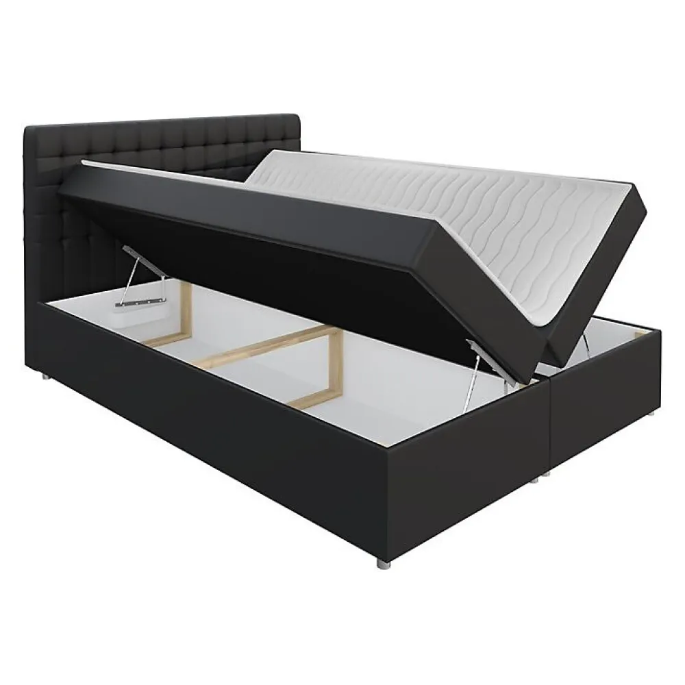 Mobilier1 Lit continental Baltimore 115, Double, Blanc, Faux cuir, Disponible* Ensemble Sommier Et Matelas