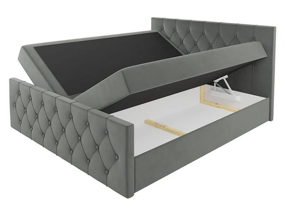 Lit continental Baltimore 161, Double, Marron, Tissu, Disponible>Mobilier1