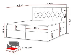 Lit continental Baltimore 159, Double, Noir, Tissu, Disponible><noscript><img width=