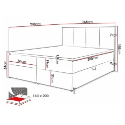 Mobilier1 Lit continental Baltimore 147, Double, Rose, Tissu, Disponible* Ensemble Sommier Et Matelas