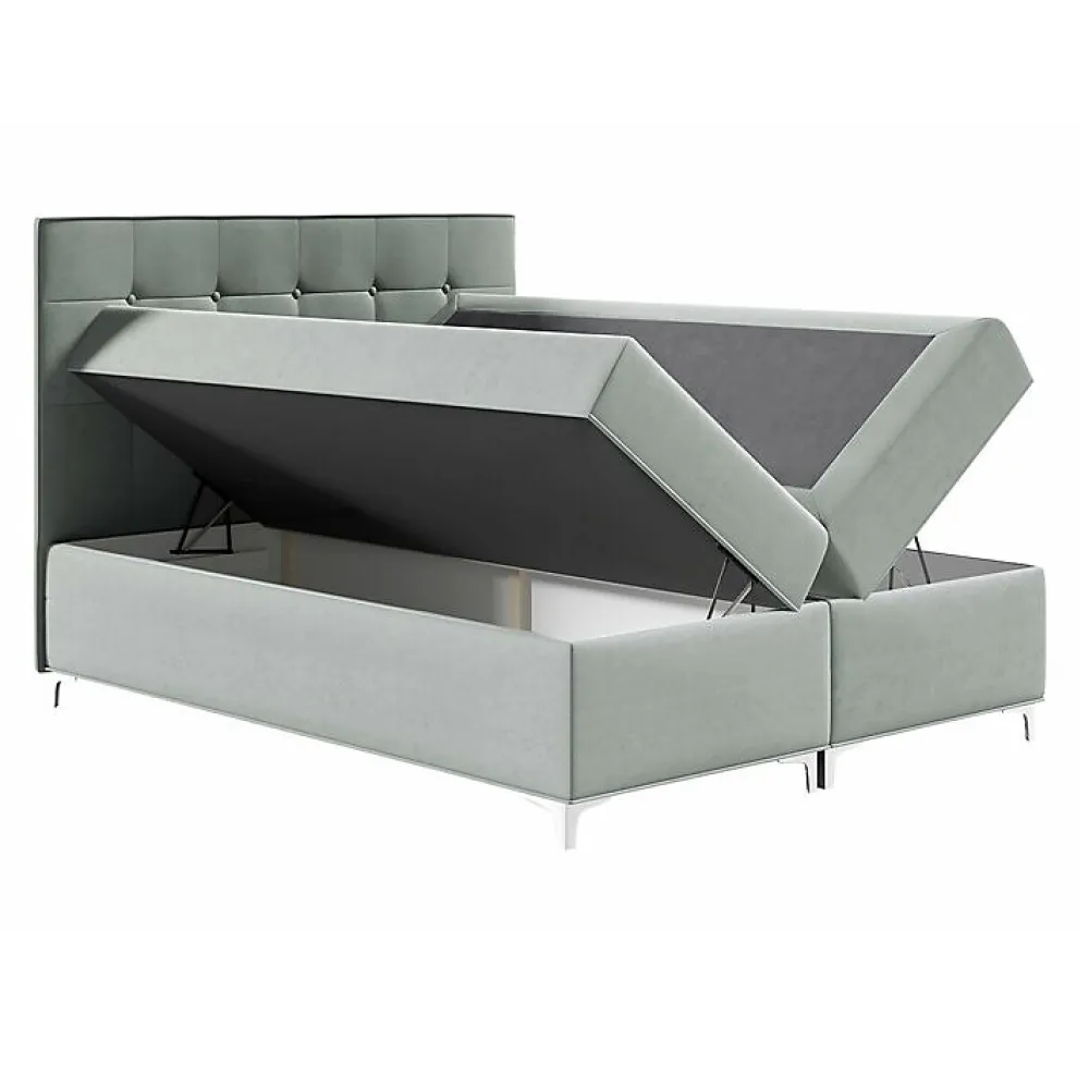 Mobilier1 Lit continental Baltimore 185, Double, Marron, Tissu, Disponible* Ensemble Sommier Et Matelas