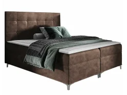 Mobilier1 Lit continental Baltimore 185, Double, Marron, Tissu, Disponible* Ensemble Sommier Et Matelas