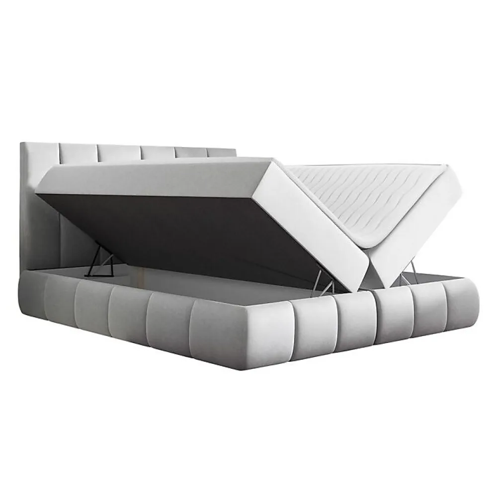 Mobilier1 Lit continental Baltimore 152, Double, Vert, Tissu, Disponible* Ensemble Sommier Et Matelas