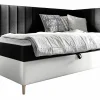 Lit continental Baltimore 164, Unique, Gris, Faux cuir, Disponible>Mobilier1 Online