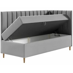 Lit continental Baltimore 164, Unique, Gris, Faux cuir, Disponible><noscript><img width=
