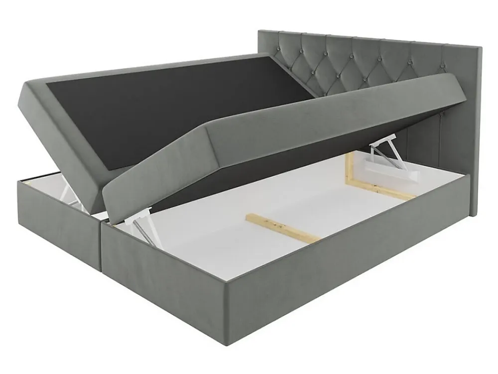Mobilier1 Lit continental Baltimore 159, Double, Jaune, Tissu, Disponible* Ensemble Sommier Et Matelas