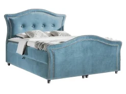Lit continental Baltimore 136, Double, Bleu, Tissu, Disponible>Mobilier1 Best