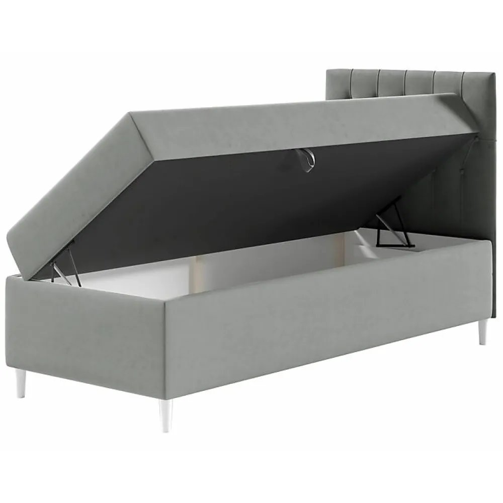 Mobilier1 Lit continental Baltimore 171, Unique, Gris, Faux cuir, Disponible* Ensemble Sommier Et Matelas
