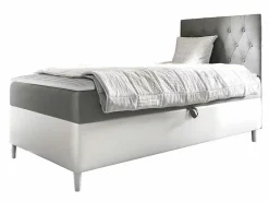 Mobilier1 Lit continental Baltimore 171, Unique, Gris, Faux cuir, Disponible* Ensemble Sommier Et Matelas