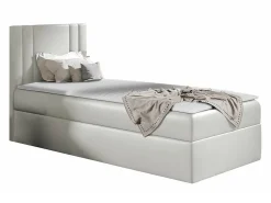 Mobilier1 Lit continental Baltimore 179, Unique, Brun clair, Faux cuir* Ensemble Sommier Et Matelas