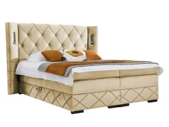 Lit continental Baltimore 187, Double, Brun clair, Tissu, Disponible>Mobilier1 Hot