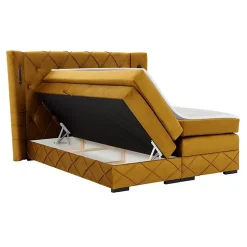 Lit continental Baltimore 187, Double, Brun clair, Tissu, Disponible><noscript><img width=