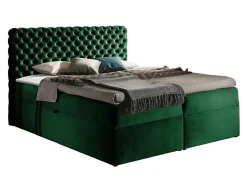 Mobilier1 Lit continental Baltimore 148, Double, Vert, Tissu, Disponible* Ensemble Sommier Et Matelas