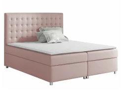 Mobilier1 Lit continental Baltimore 115, Double, Rose, Tissu, Disponible* Ensemble Sommier Et Matelas