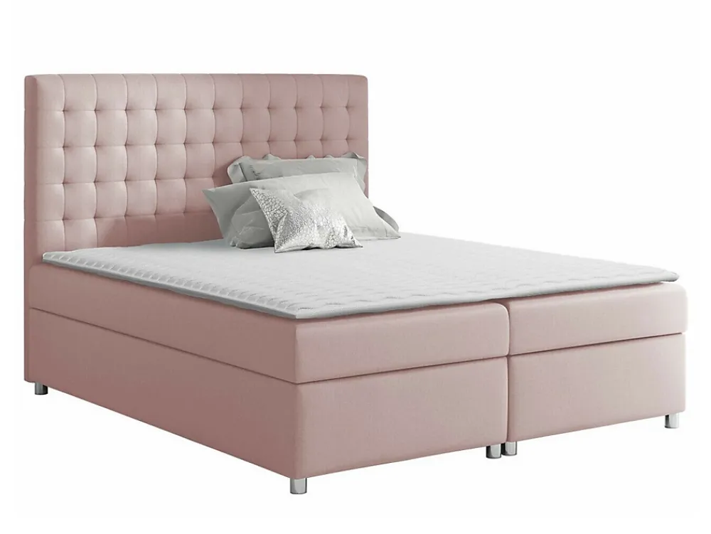 Mobilier1 Lit continental Baltimore 115, Double, Rose, Tissu, Disponible* Ensemble Sommier Et Matelas