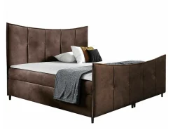 Mobilier1 Lit continental Baltimore 177, Double, Marron, Tissu, Disponible* Ensemble Sommier Et Matelas