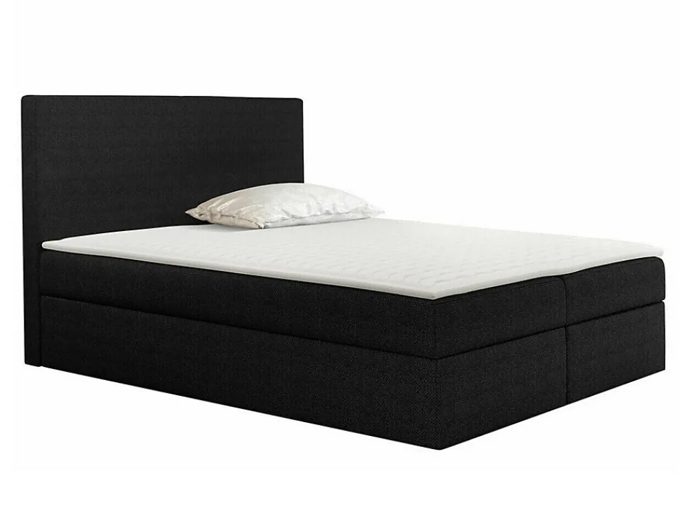Lit continental Baltimore 163, Double, Noir, Tissu, Disponible>Mobilier1 Discount