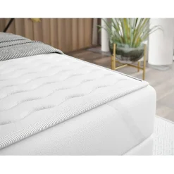Lit continental Baltimore 179, Unique, Brun clair, Tissu, Disponible><noscript><img width=