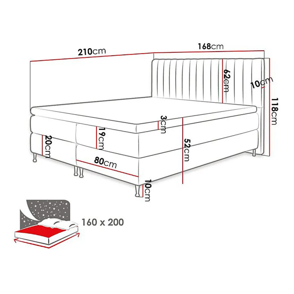 Lit continental ComfiDream 156, Double, Brun clair, Tissu, Disponible>Mobilier1 Discount