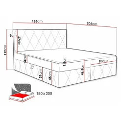 Lit continental Comfivo 225, Double, Gris, Tissu, Disponible><noscript><img width=