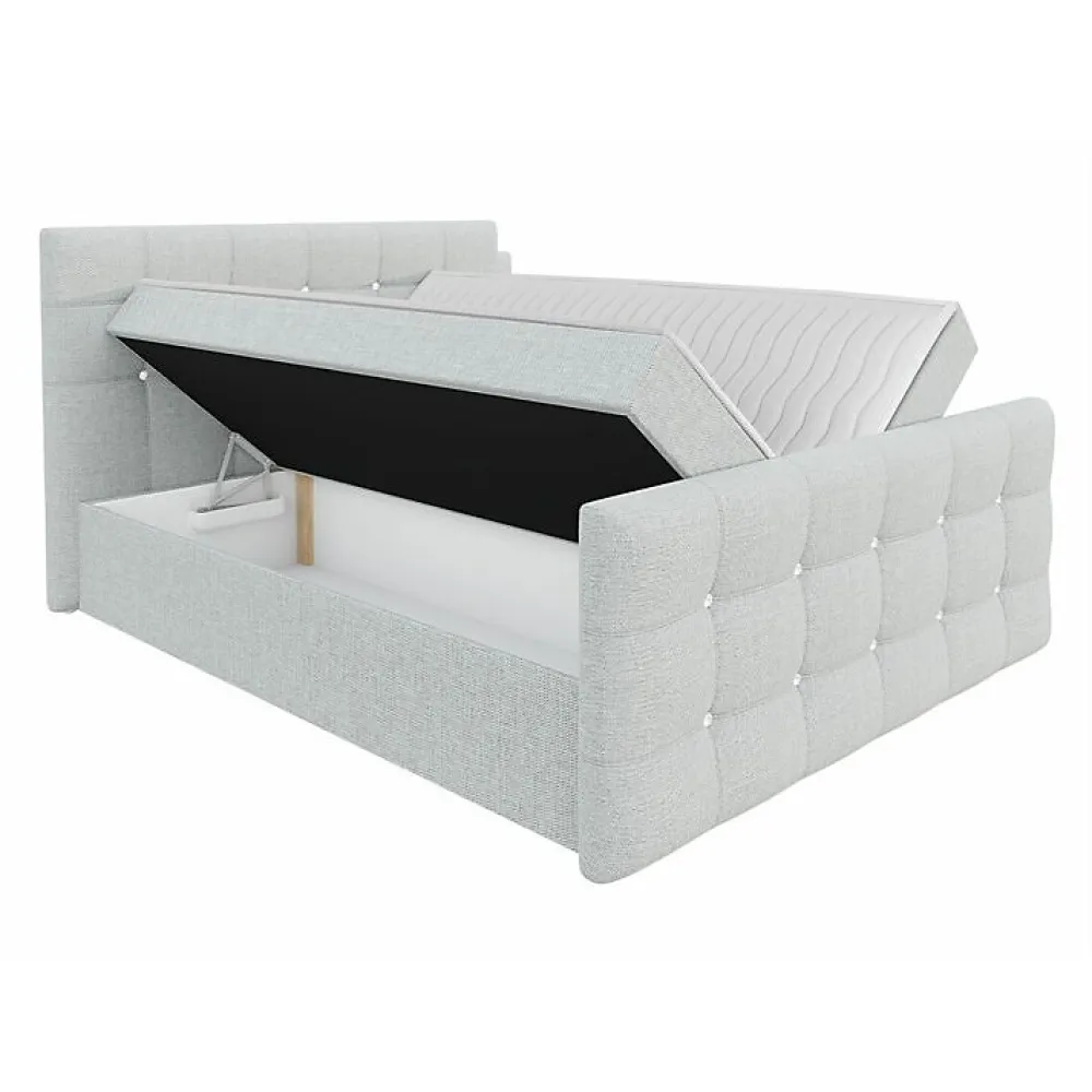 Mobilier1 Lit continental Memphis 113, Double, Rose, Tissu, Disponible* Ensemble Sommier Et Matelas