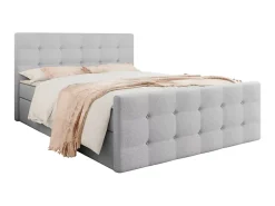 Mobilier1 Lit continental Memphis 118, Double, Gris, Tissu, Disponible* Ensemble Sommier Et Matelas