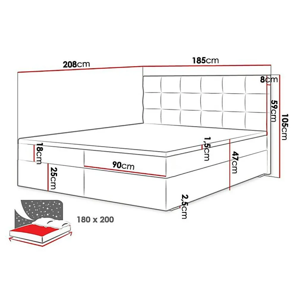 Mobilier1 Lit continental Memphis 115, Double, Vert, Tissu, Disponible* Ensemble Sommier Et Matelas