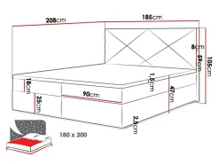 Mobilier1 Lit continental Memphis 117, Double, Brun clair, Tissu, Disponible* Ensemble Sommier Et Matelas
