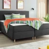Mobilier1 Lit continental Memphis 135, Double, Gris, Tissu, Disponible* Ensemble Sommier Et Matelas