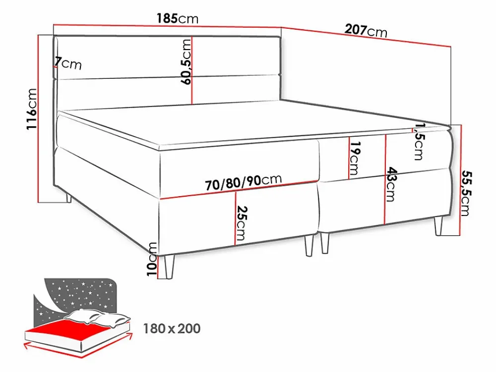 Mobilier1 Lit continental Memphis 135, Double, Gris, Tissu, Disponible* Ensemble Sommier Et Matelas